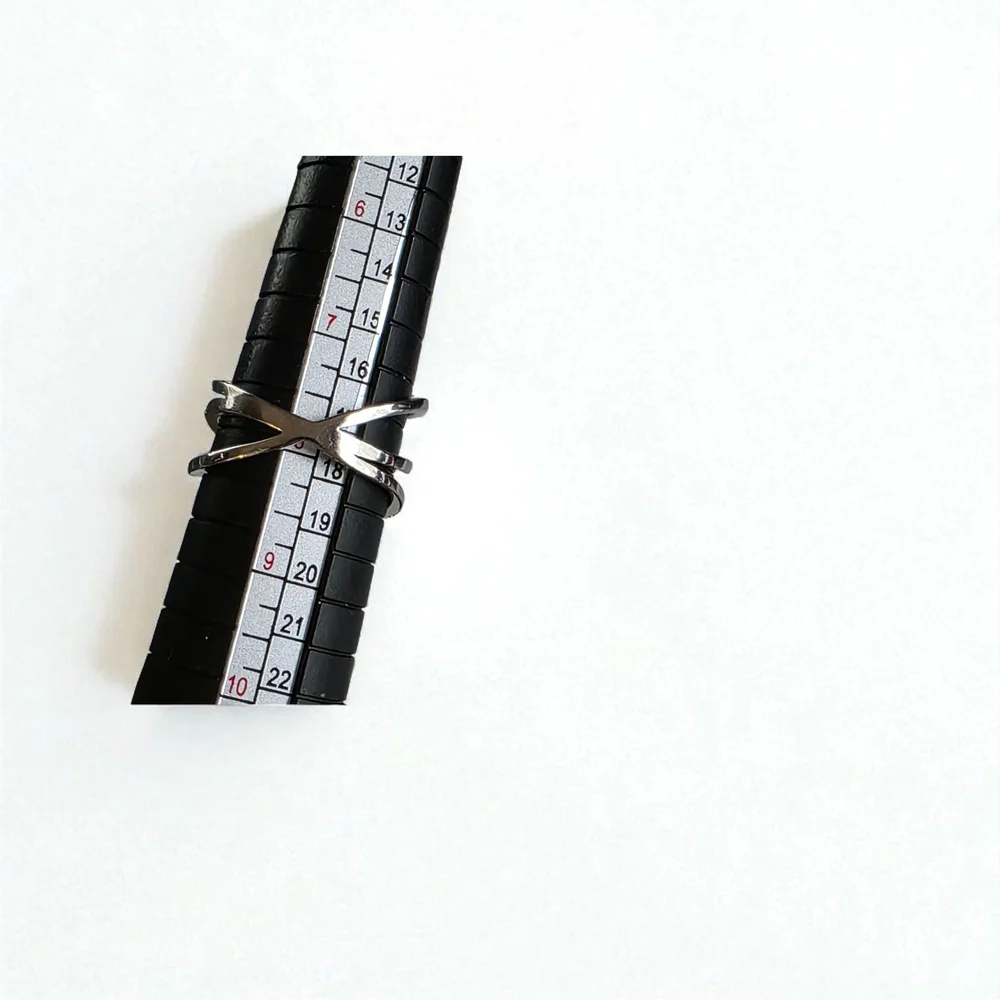 Silver CZ Crisscross Ring